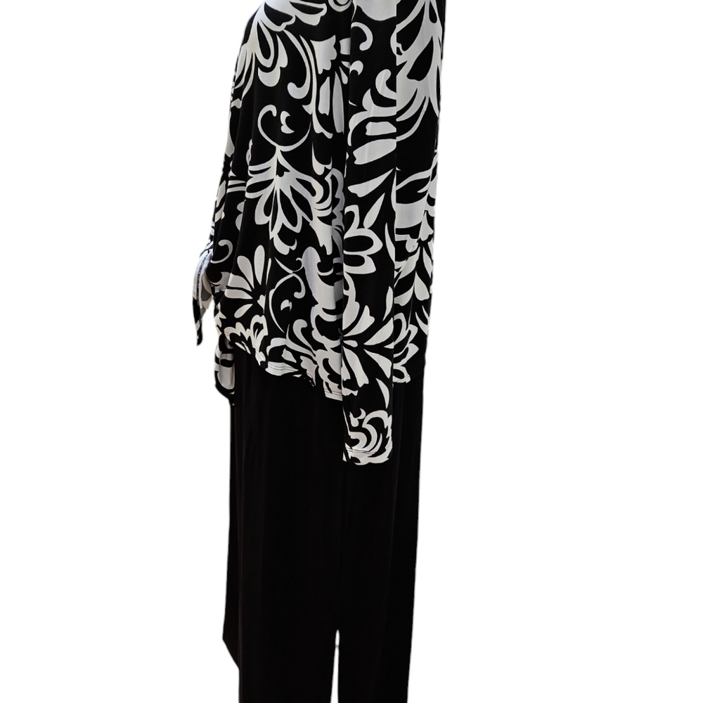 BELLE BY KIM GRAVEL 2 PC MAXI DRESS & SHRUG SZ XL BLACK WHITE - Picture 3 of 8